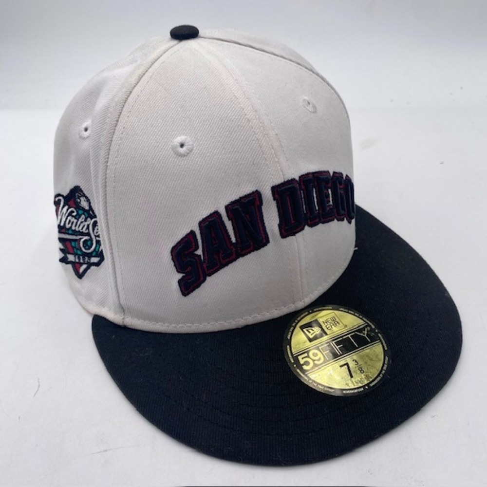 SAN‎ DIEGO PADRES New Era 59FIFTY 1984 World Series Hat 7 3/8 White Black Fitted